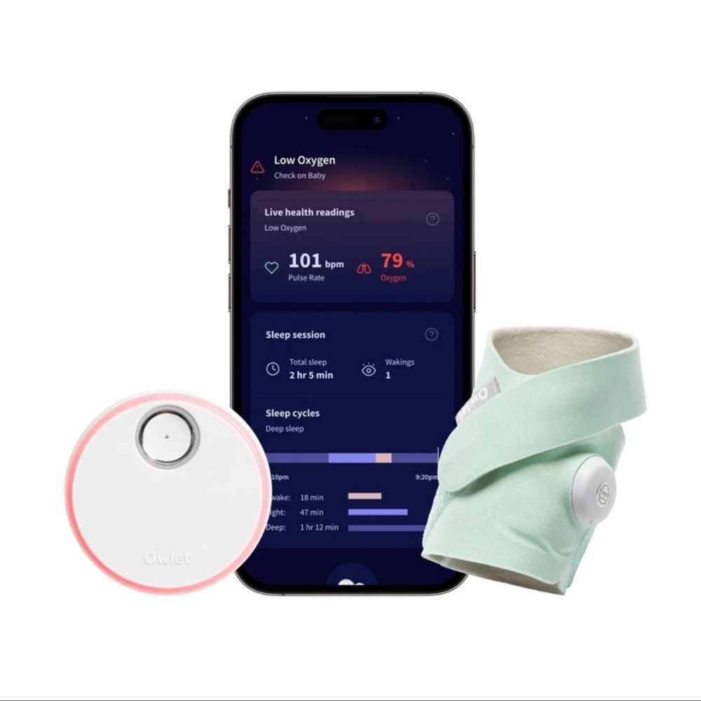 Smart Sock Baby Monitor - Mint and White